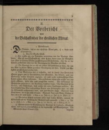 II. Der Vorbericht von der Beschaffenheit der christlichen Moral.