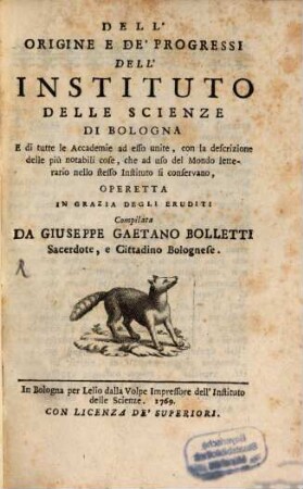 Dell'origine e de'progressi dell'Instituto delle Scienze di Bologna