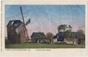 Obercunnersdorf. Heinrichsmühle, Bockmühle und Gehöft, kolorierte Ansichtskarte