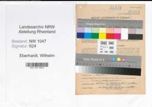 Entnazifizierung Wilhelm Eberhardt , geb. 23.04.1891 (Lehrer)