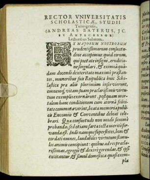 Rector Universitatis Scholasticæ, Studii Tubingensis, [...]