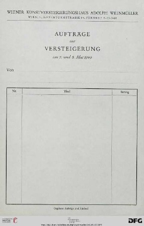 Aufträge zur Versteigerung