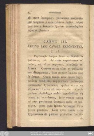 Caput III. Partus Sani Causase Exponuntur.