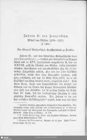 Johann II. von Jenczinsteyn, Bischof von Meißen (1376-1379) : (✝1400)