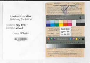 Entnazifizierung Wilhelm Joern , geb. 23.01.1887 (Zollbeamter)