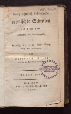 Bd. 4: Georg Christoph Lichtenberg's vermischte Schriften
