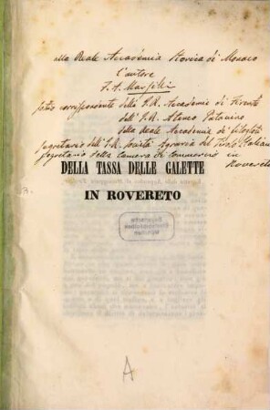 Della tassa delle galette in Rovereto