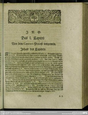 Das I. Capitel, Von dem Concurs-Proceß insgemein