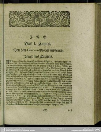 Das I. Capitel, Von dem Concurs-Proceß insgemein