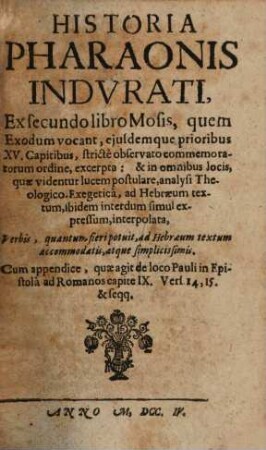 Historia Pharaonis indurati