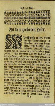 An den geehrten Leser