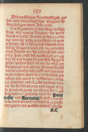 Hie nachfolgen die andechtigen gebet und ermanungen sant Brigitten von dem heiligen lyden Jesu cristi.