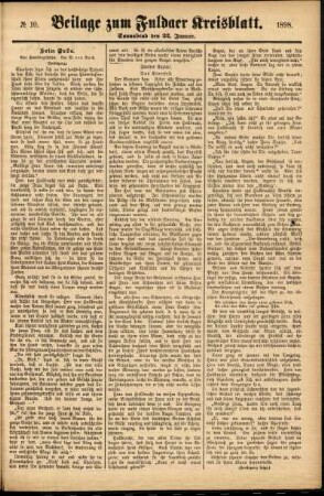 Zweite Ausgabe vom Samstag, den 22. Januar 1898.