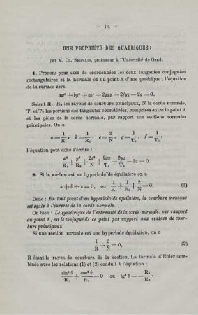 UNE PROPRIÉTÉ DES QUADRIQUES.