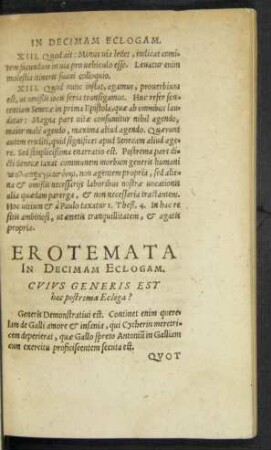 Erotemata In Decimam Eclogam.