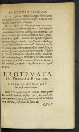 Erotemata In Decimam Eclogam.