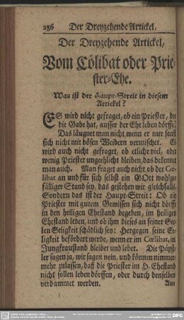 Der Dreyzehende Artickel, Vom Cölibat oder Priester-Ehe
