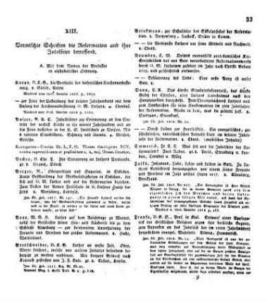 XIII. Vermischte Schriften die Reformation und ihre Jubelfeier betreffend