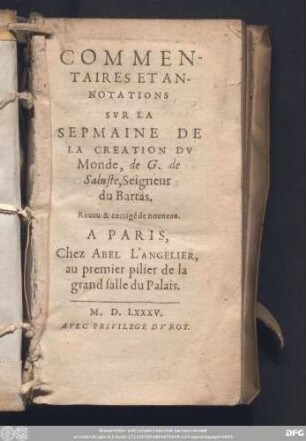 Commentaires Et Annotations Svr La Sepmaine De La Creation Dv Monde