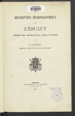 Description hydrographique de l'Escaut depuis son embouchure jusqu'à Anvers
