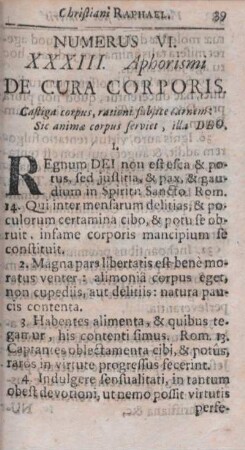 Numerus VI. XXXIII. Aphorismi De Cura Corporis.