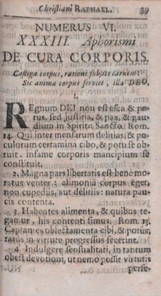 Numerus VI. XXXIII. Aphorismi De Cura Corporis.