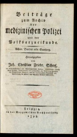 Achten Bandes erste Samlung