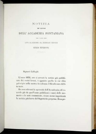 Notizia De' Lavori Dell' Accademia Pontaniana