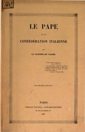 Le Pape et la confédération Italienne