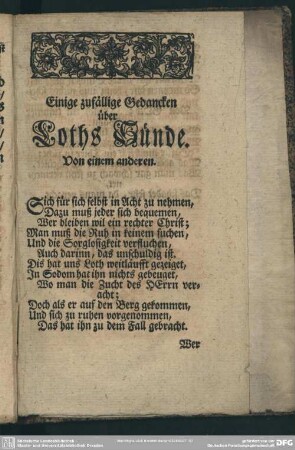 Einige zufällige Gedancken über Loths Sünde