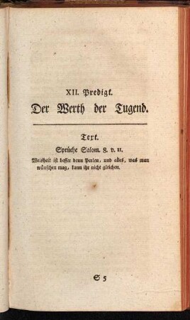 XII. Predigt. Der Werth der Tugend