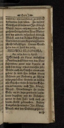 Ao. 1671. den 15. April.