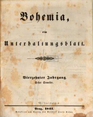 Bohemia : ein Unterhaltungsblatt, 1841,1 = Jg. 14