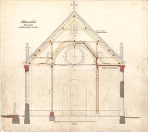 Dolmetsch, Heinrich; Korb; Ev. Pfarrkirche, Restaurierung - Chor (Querschnitt, Schnitt)