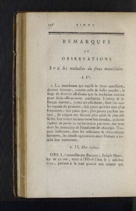 Remarques et Observations sur les maladies du sinus maxillaire.
