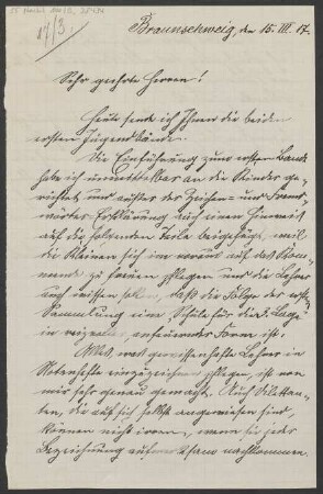 Brief an B. Schott's Söhne : 15.03.1917