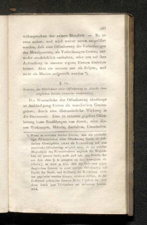 §.11. Kriterien der Göttlichkeit eienr Offenbarung in Absicht ihres möglichen Inhalts (materiae revelationis).