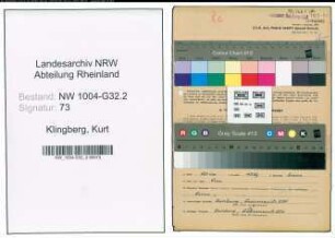 Entnazifizierung Kurt Klingberg , geb. 11.10.1900 (Steuerinspektor)