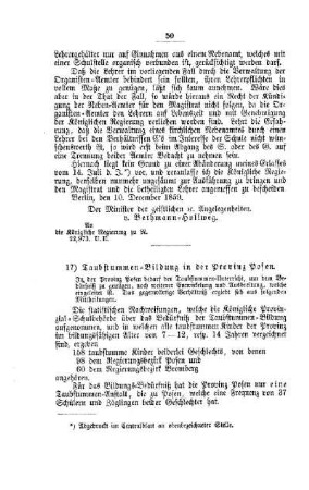 Taubstummen-Bildung in der Provinz Posen : [IV. Elementarschulwesen],