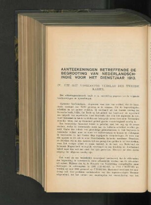 Aanteekeningen betreffende de begrooting van Nederlandsch-Indie voor het dienstjaar 1913