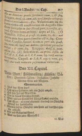 Das XII. Capitul. Vom Meer / Fischwassern / Flüssen / Bächen / Bronnen / Ufern / Gestaden / Insuln ...