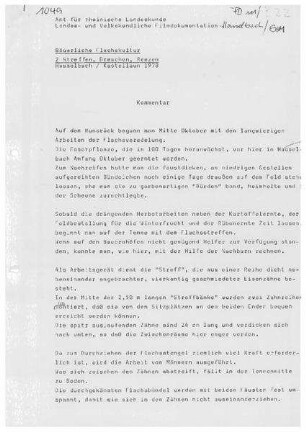 Bäuerliche Flachskultur: 2. Streffen, Dreschen, Reezen