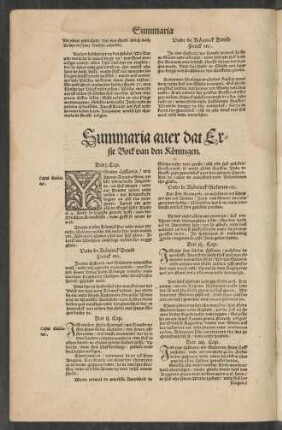 Summaria aver dat Erste Bock van den Köningen.