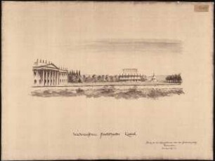 Staatstheater Kassel: (Lichtpause von Inv.Nr. 35781): Perspektivische Ansicht Friedrichplatz
