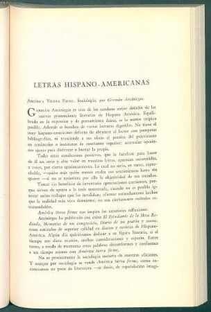 América Tierra Firme. Sociología, por Germán Archiniegas