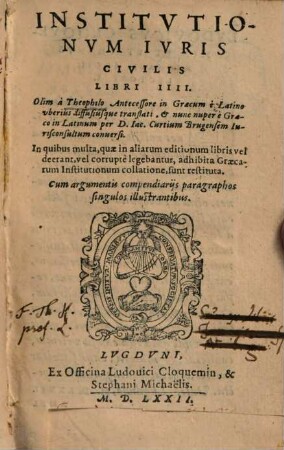 Institutionum iuris civilis libri IV.