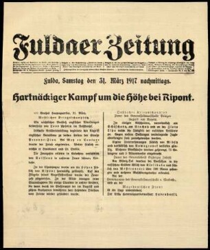 Ausgabe vom Samstag, den 31. März 1917.