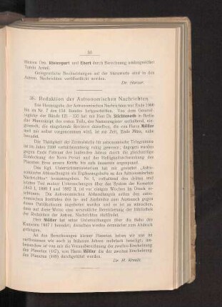 36. Redaktion der Astronomischen Nachrichten.
