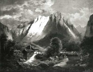 Alpenlandschaft mit Mühle