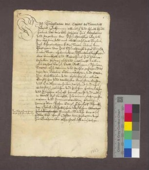 Lehnbrief des Basler Domkapitels für Hans Christoph Schenk von Castell über den Dinghof zu Istein.